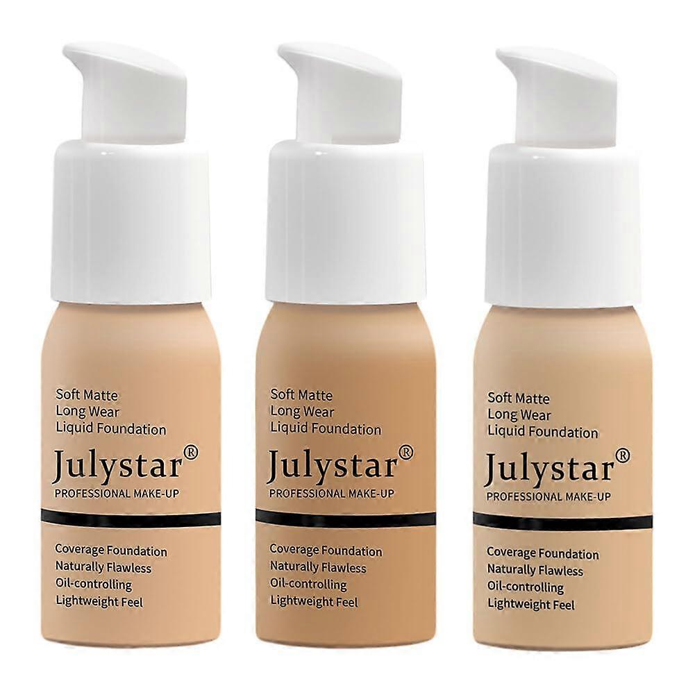 3Pcs Liquid Foundation Full Coverage Concealer Oil Control Matte Finish Long Lasting Water Resistant Type 13