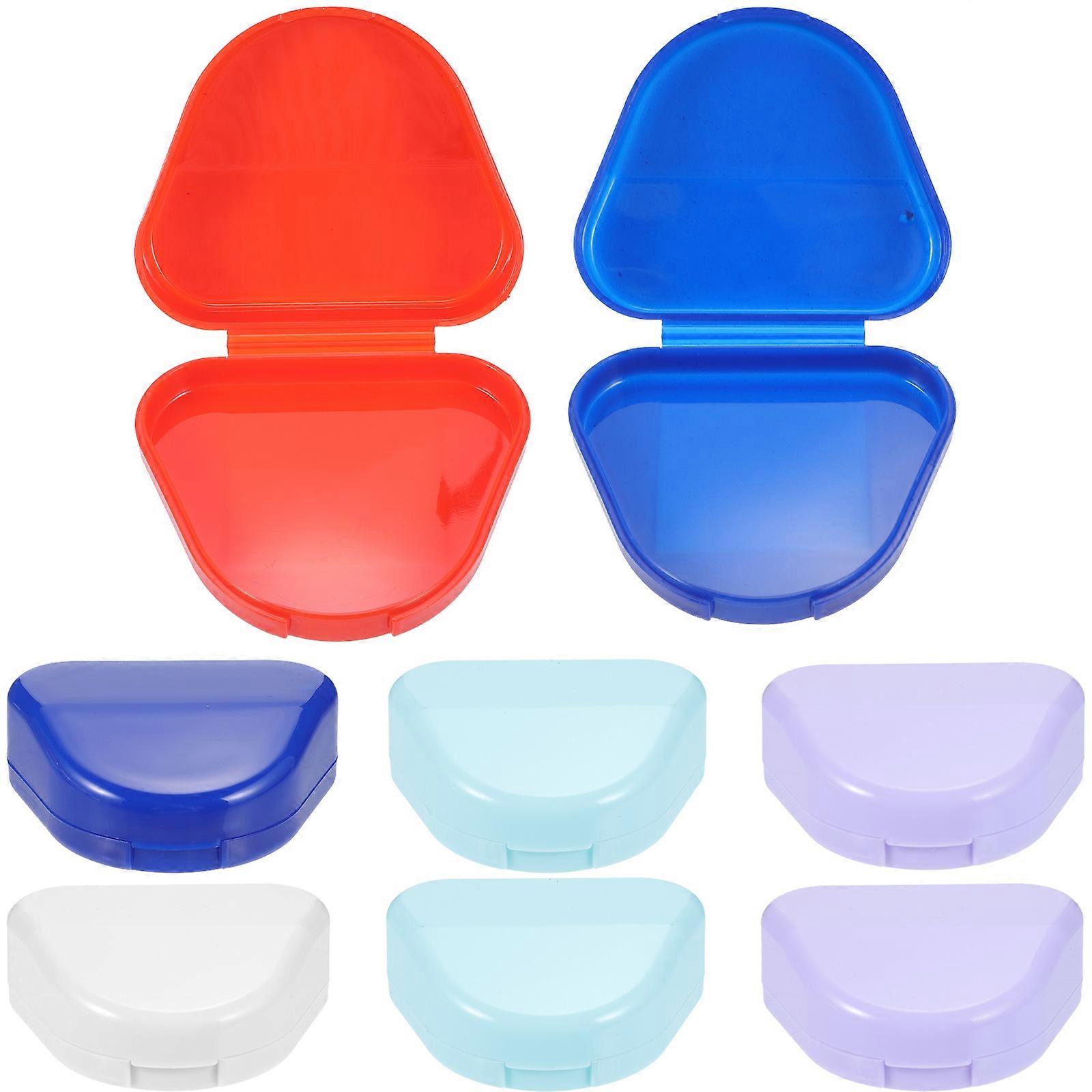 Convenient Denture Case for Women's Assorted Color Plastic Storage Box Lightweight Travel Case 8Pcs