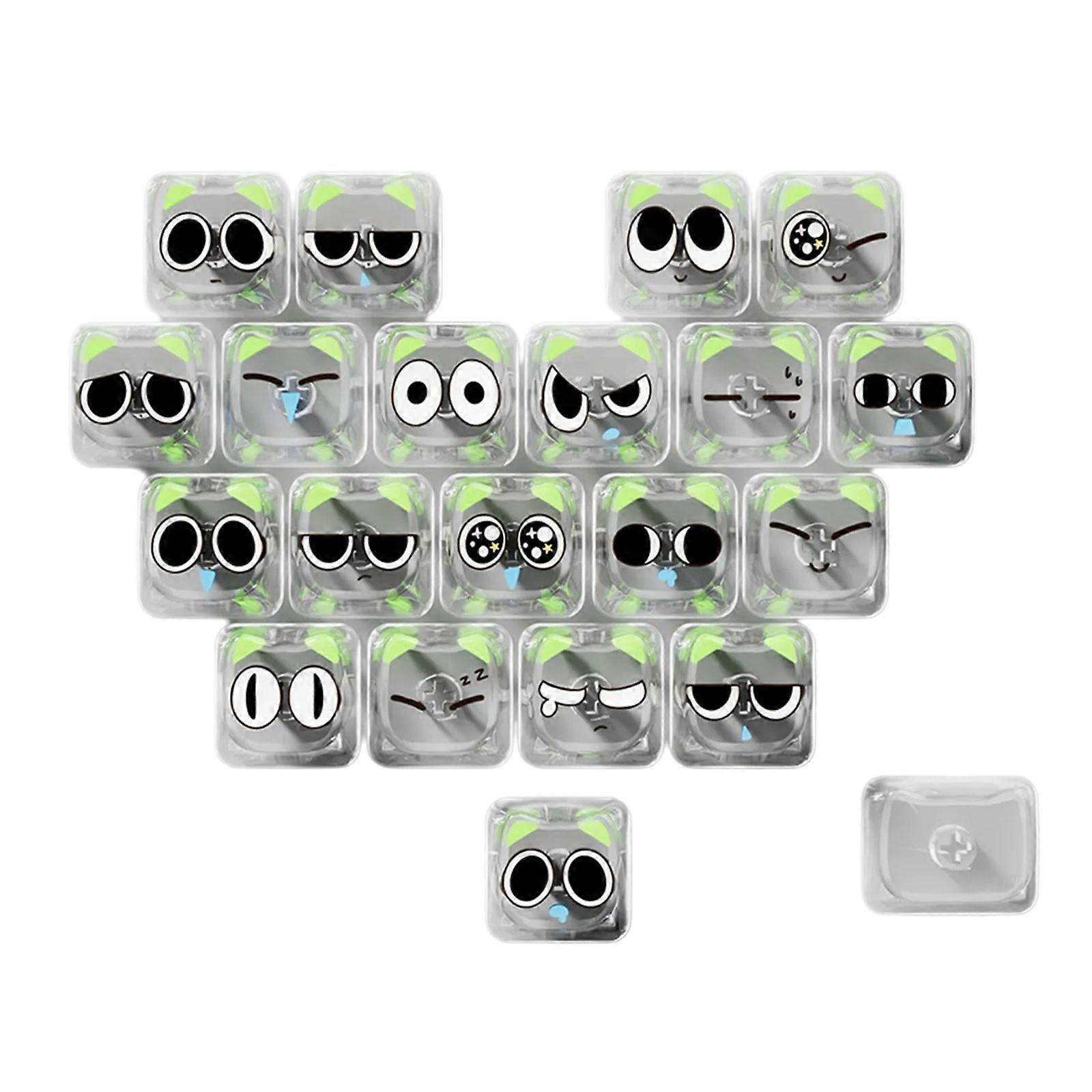 Customizable 21 Key Illuminateds Keycaps MAO Profile Design With Heart Pattern Scratch Resistant PC For Long Use  transparent