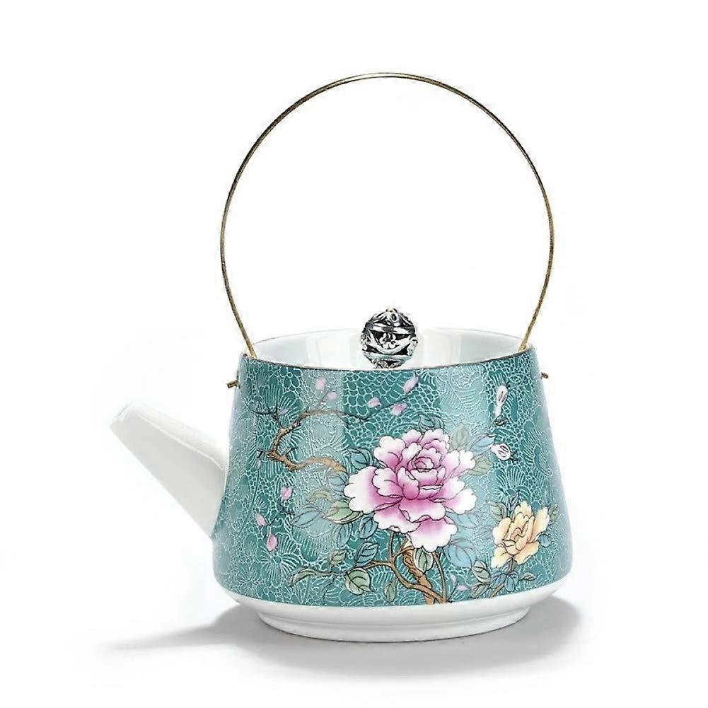Ceramic Teapot with Handle Hand Painted Floral Pattern 200ml Kung Fu Tea Set Gift Box