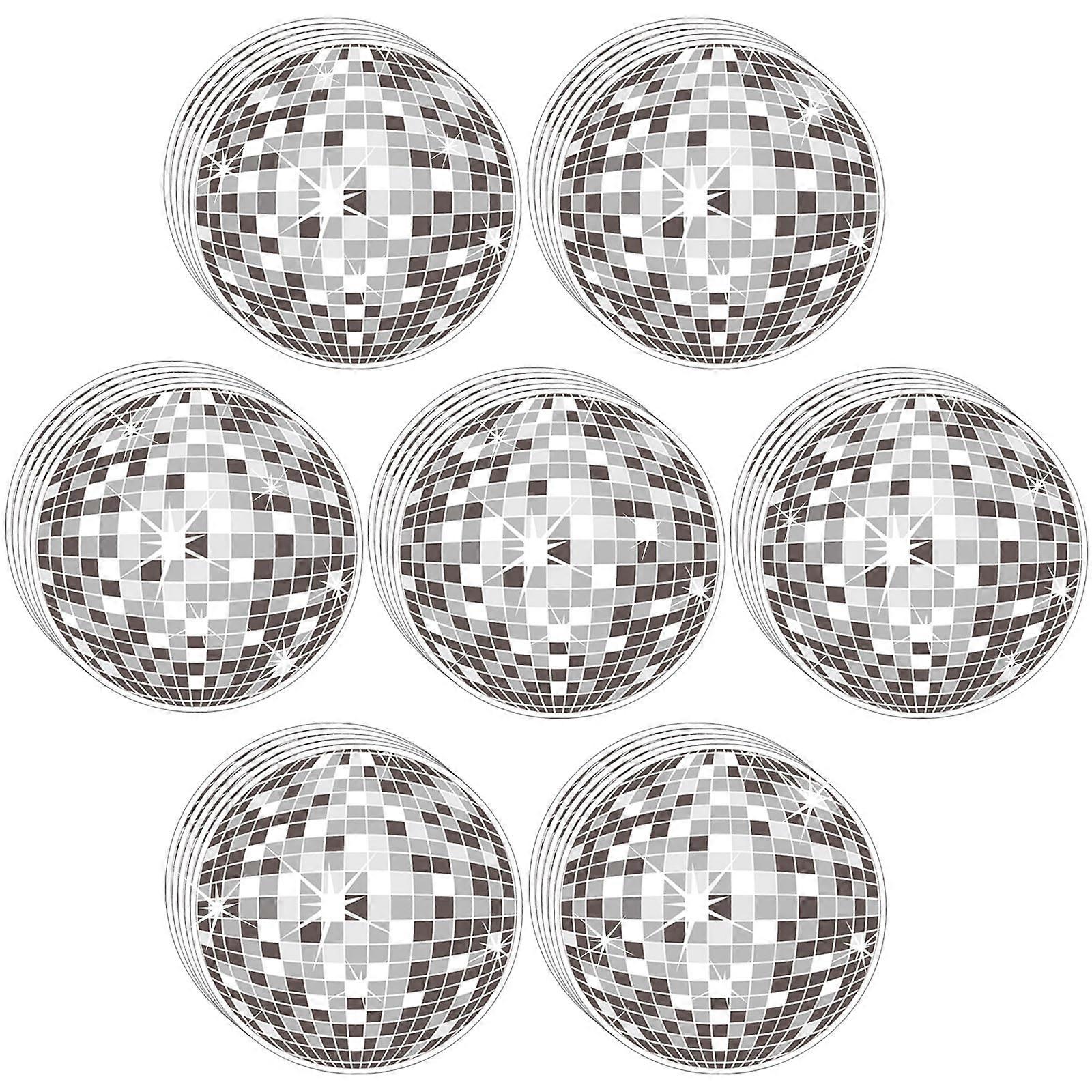80 Pcs Silver Disco Ball Cutouts for Party Decor and Classroom Decoration with Adhesive Backing