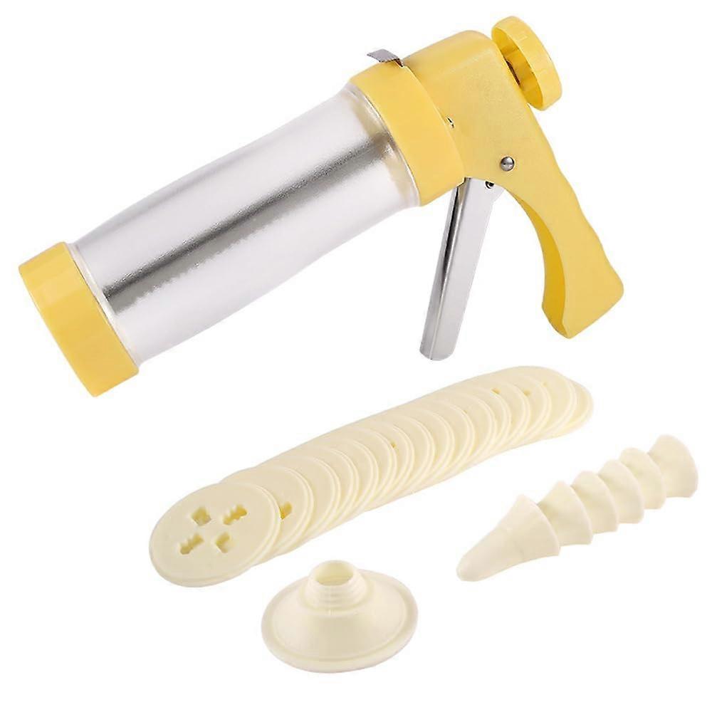 Cookie Press and Icing Gun Kit with 16 Discs 6 Tips for Cake Cookie Donut Decorating Yellow