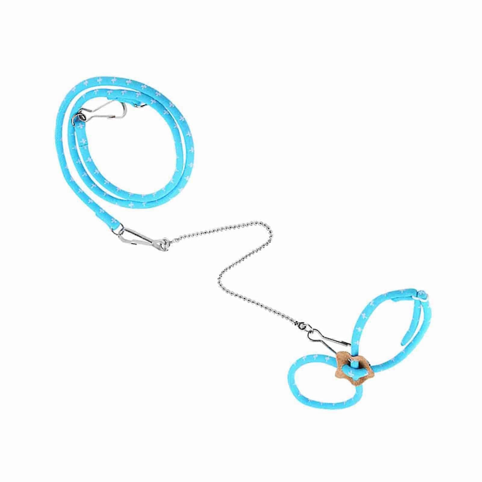 Hamster Harness and Leash Set with Bell, Adjustable Cotton Strap, AntiBite Chain, Blue