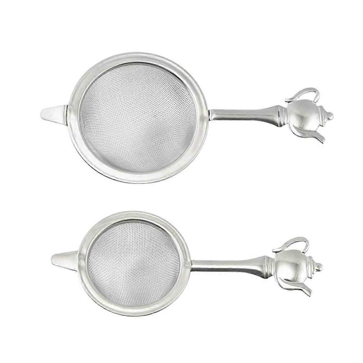 Stainless Steel Tea Infuser with Handle, Fine Mesh Strainer for Loose Leaf Brewing, 2 Pcs Set