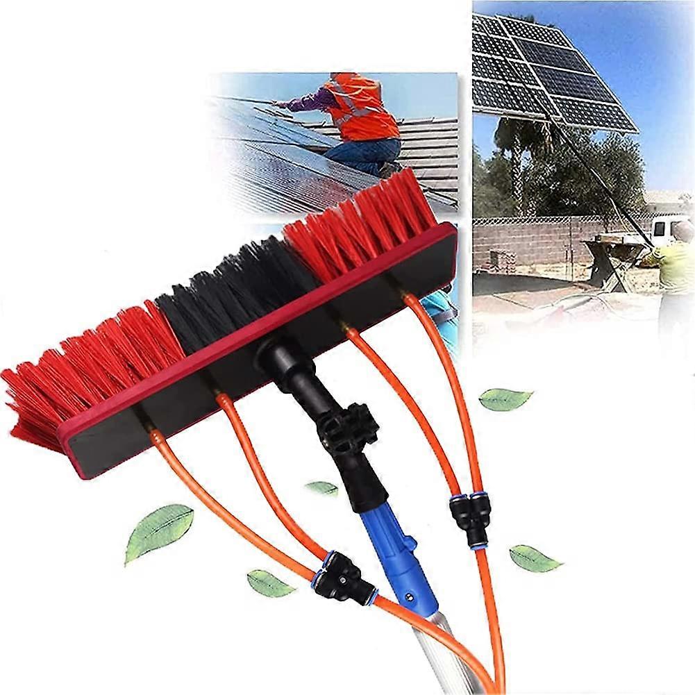 Extendable Window Cleaning Pole with Brush for Solar Panels, 17FT Aluminum Alloy Kit