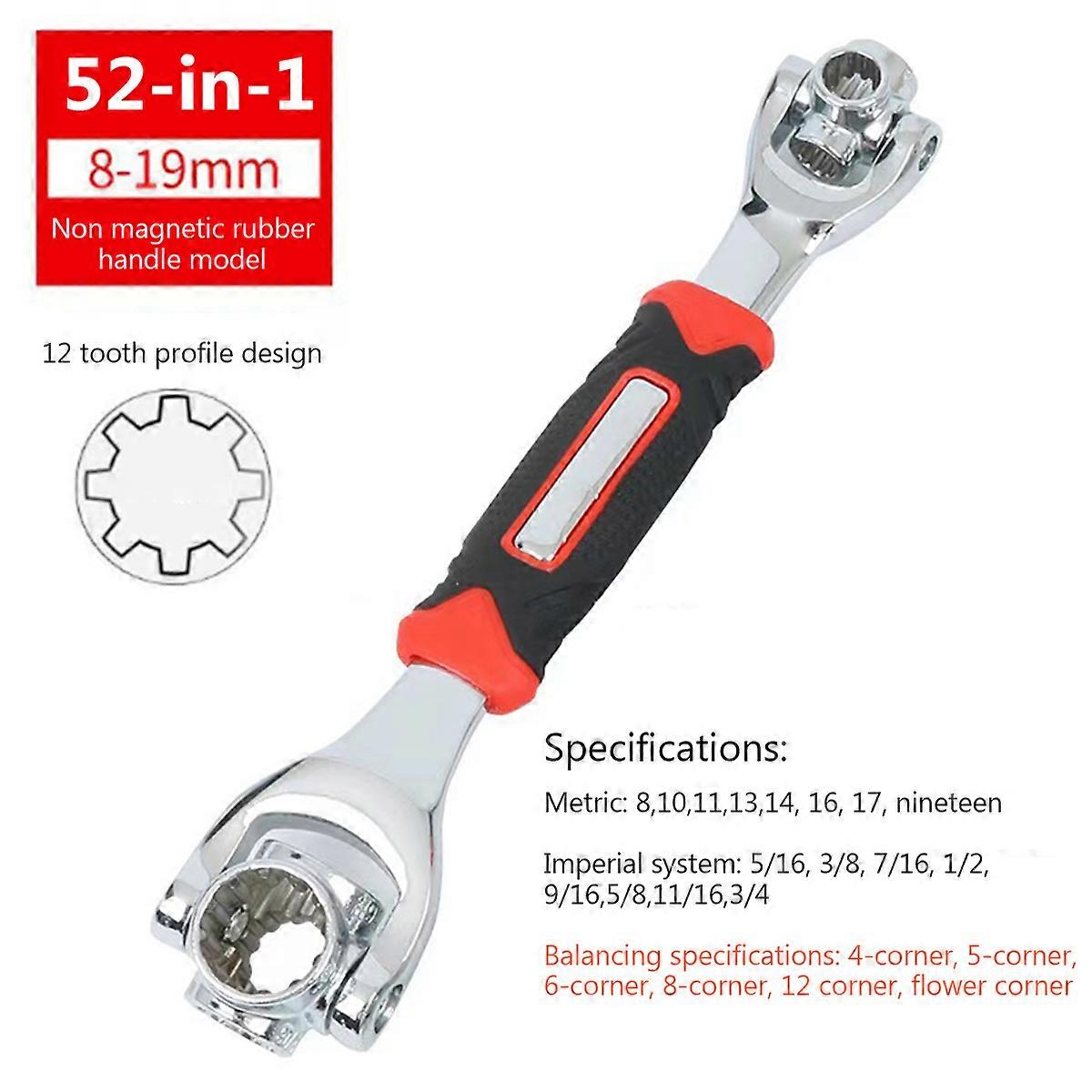 52 In 1 Universal 360-degree Rotating Multi-function Wrench for Installation and Removal Tools Socket Spanner Non-slip Handles