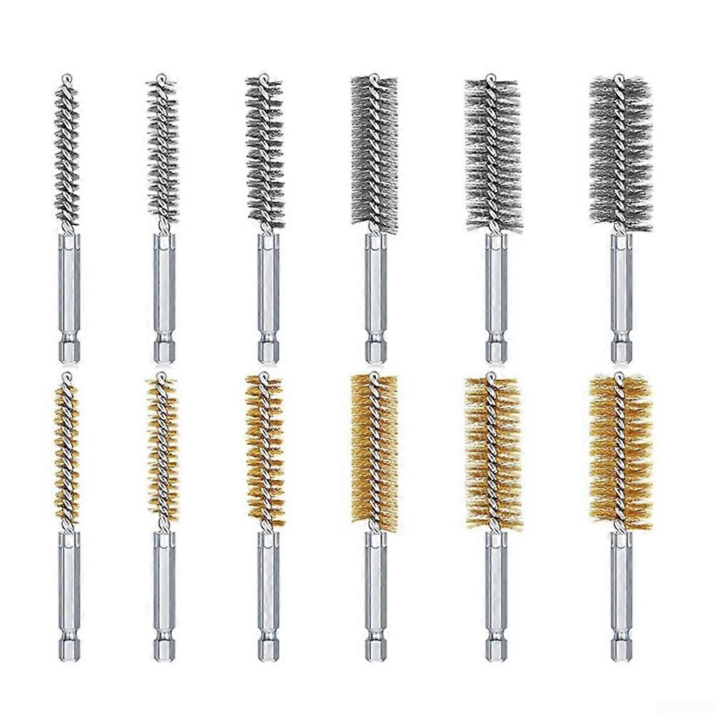 12 Piece Wire Bore Brush Set for Power Drill, Multiple Sizes, Rust Removal Efficiency