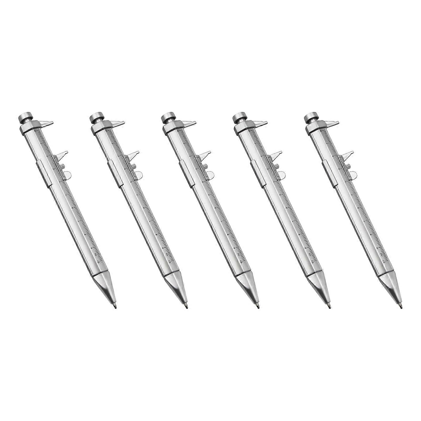 5PCS Multifunction Vernier Caliper Ballpoint Pen 0100mm Precision Measurement for Students and Engineers