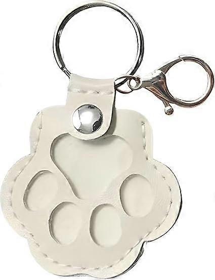 Pet Memorial Keychain with PawShaped Leather Design for Fur Keepsake, White