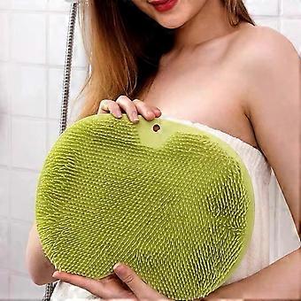 Silicone Bath Brush and Foot Scrubber with Suction Cup, Gentle Exfoliation and Massage, Green