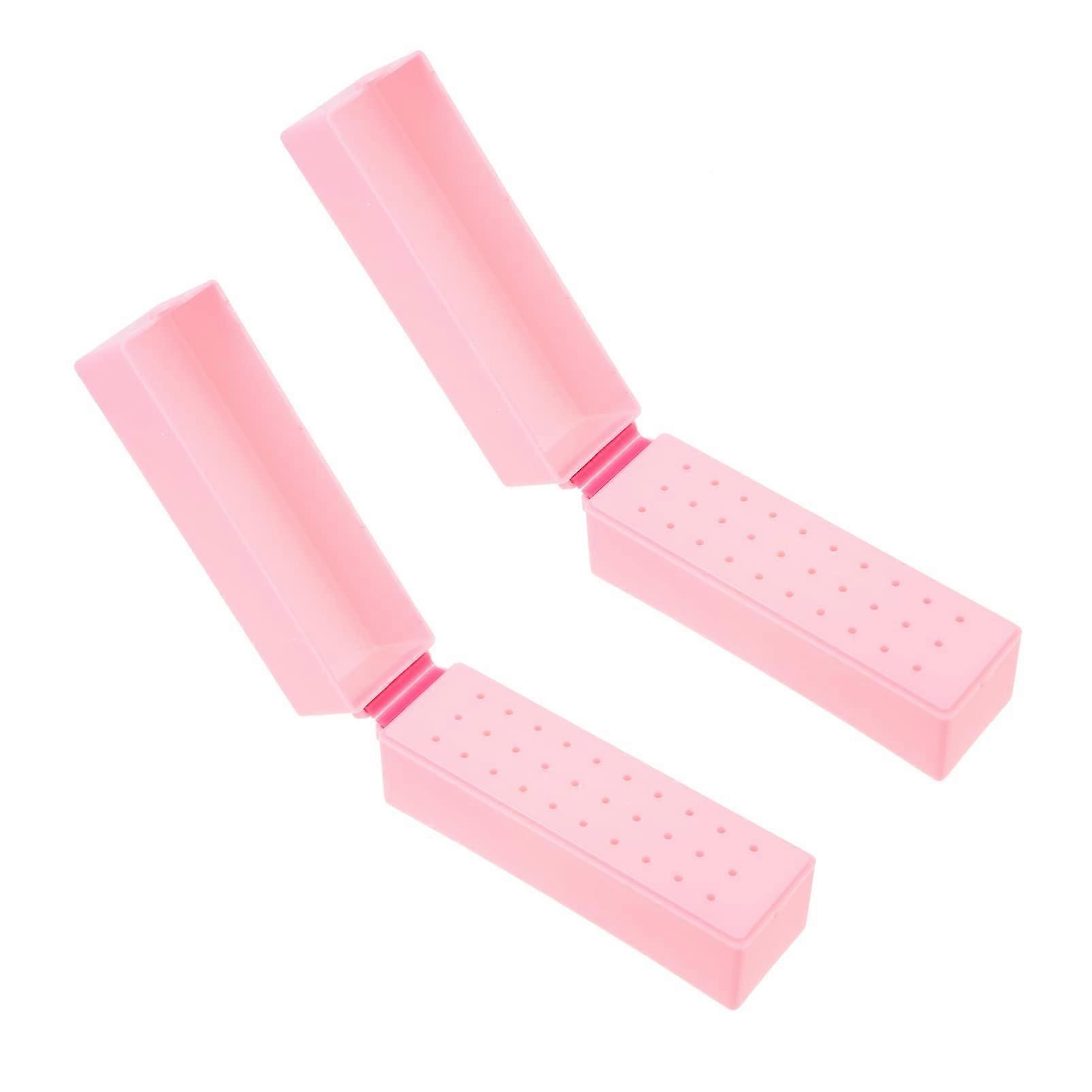 2pcs Nail Drill Bit Holder Organizer with MultiSlot Storage Case, DustProof, Salon Home Use