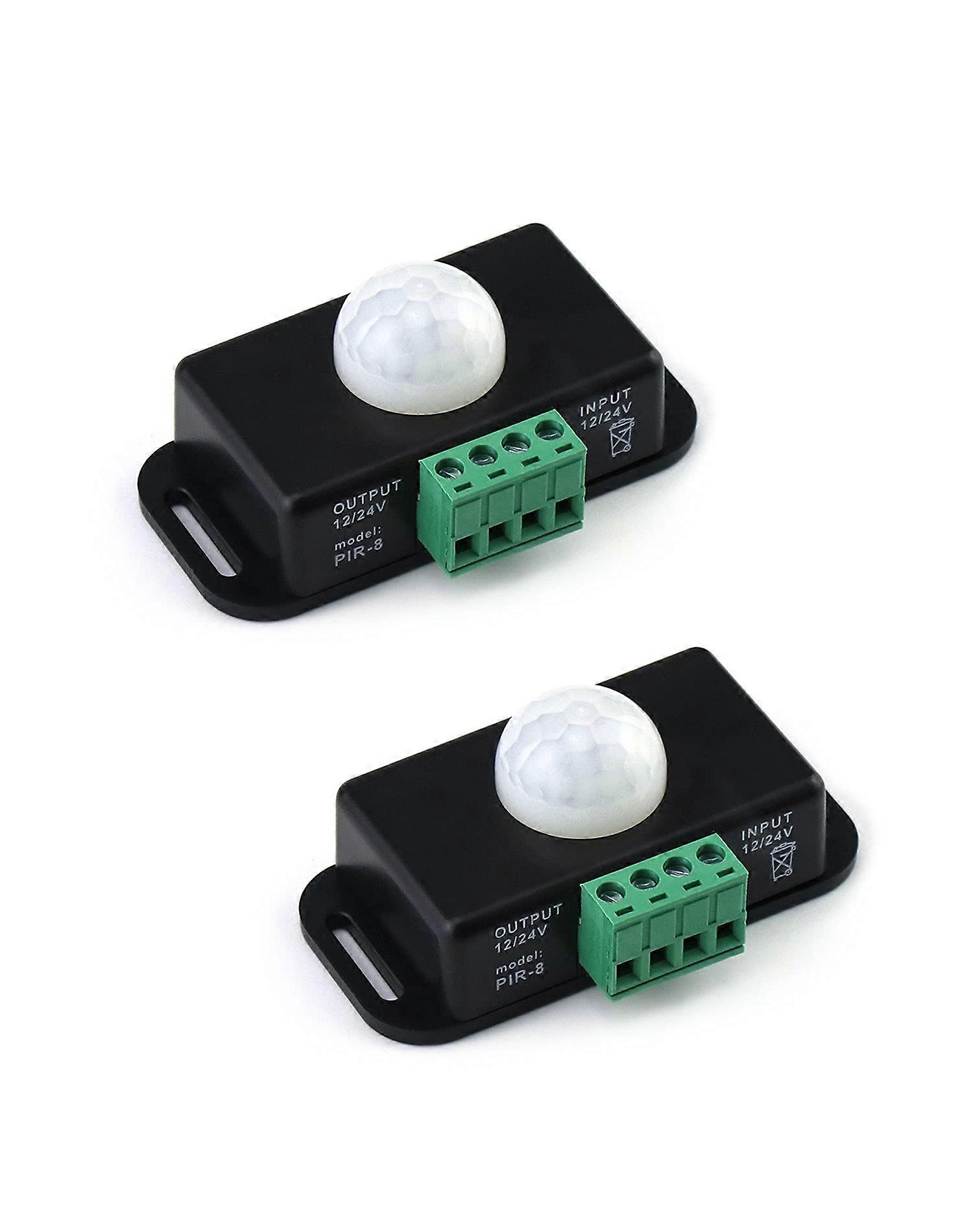 Motion Sensor LED Switch 2 Pack, 1224V, Adjustable Delay, 58M Range, 60° Wall Mount for LED Strips