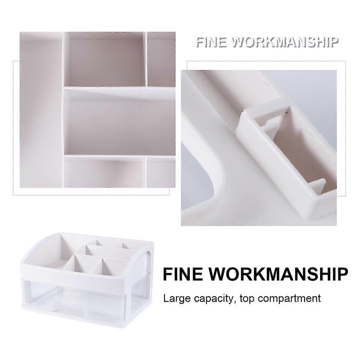 Cosmetics Storage Tray Transparent Makeup Case White Small 1 Layer For Vanity Organizer 1Pack