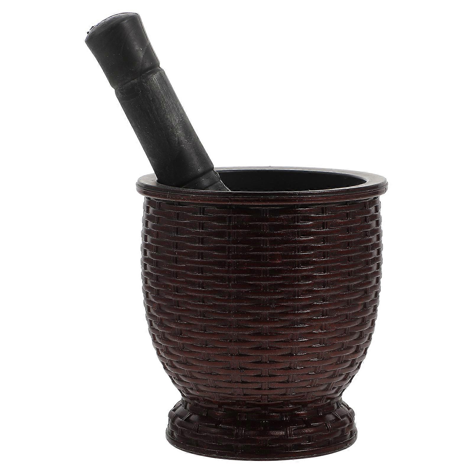 Garlic Grinding Bowl Multi-Function For Home Users In Brown 1Set 11X10.5cm