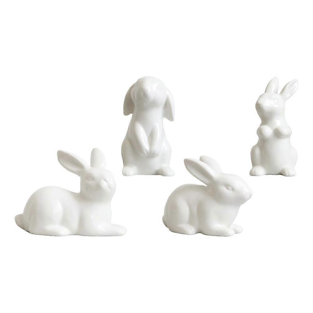 Ceramic Rabbit Figurines for Decor 4Pcs Rabbit Statue Desktop Set