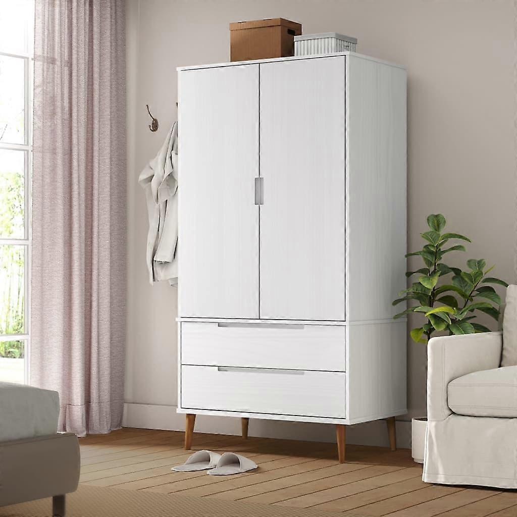 MOLDE Beyaz Gardırop 90x55x175 cm Masif Çam Ağacı, Ürün Kodu: 350523