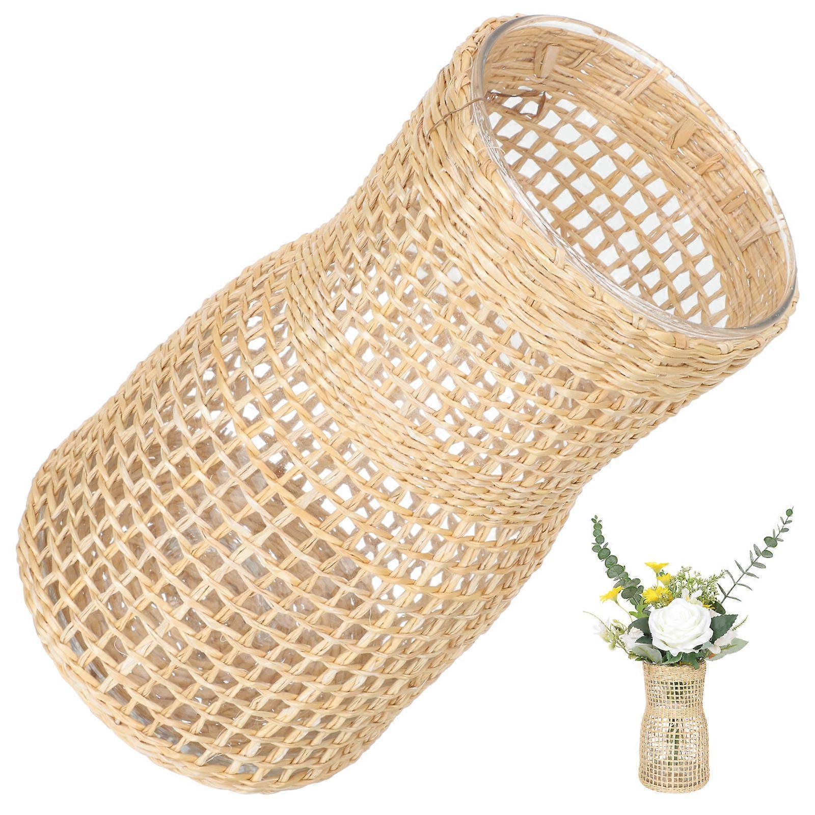 Rattan Glass Flower Vase for Hydroponic Use 1 Decorative Container