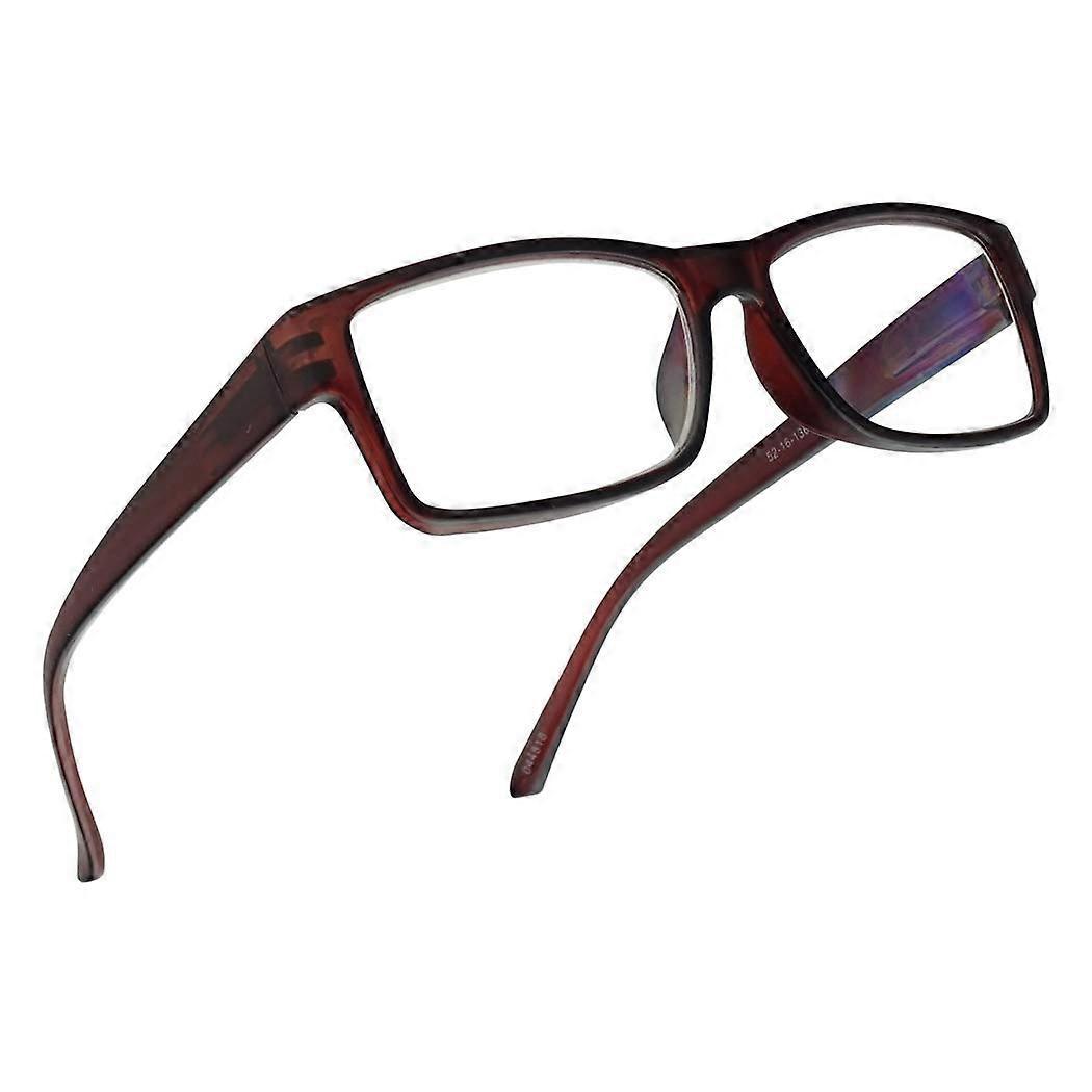 Progressive Rectangular Reading Glasses 2.00 with Spring Hinge Comfort and Classic Brown Frame