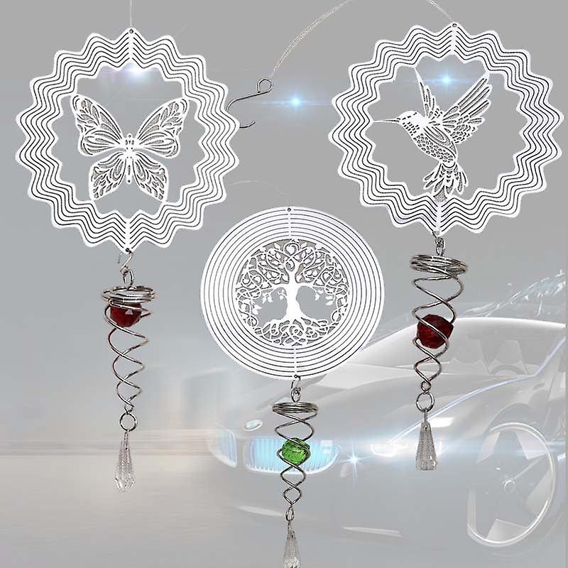 3D Matel Wind Spinner Rotating Metal Sheet Animal Pattern Three-dimensional Wind Chimes Wind Milling Hang Decoration