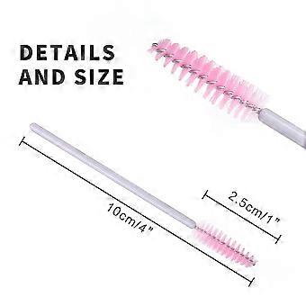 200 PCS Disposable Eyelash Brushes Mascara Wands Eye Lash Eyebrow Applicator Cosmetic Makeup Brush Tool Kits (White-Pink)