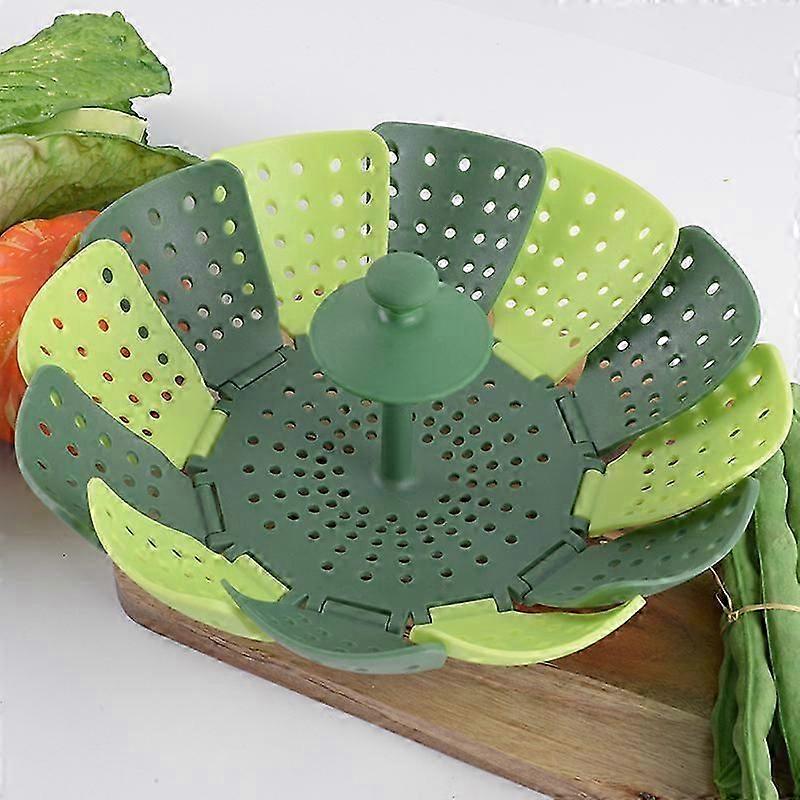 Folding Steamer Basket for Vegetables, compact storage - Green