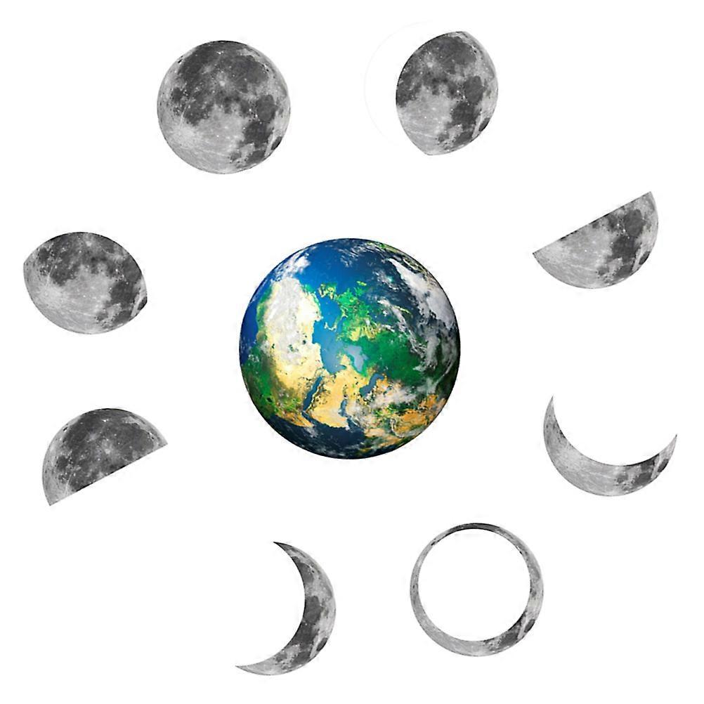 Fluorescent Sticker Luminous Moon Phases Changing Wall Stickers 2Sets