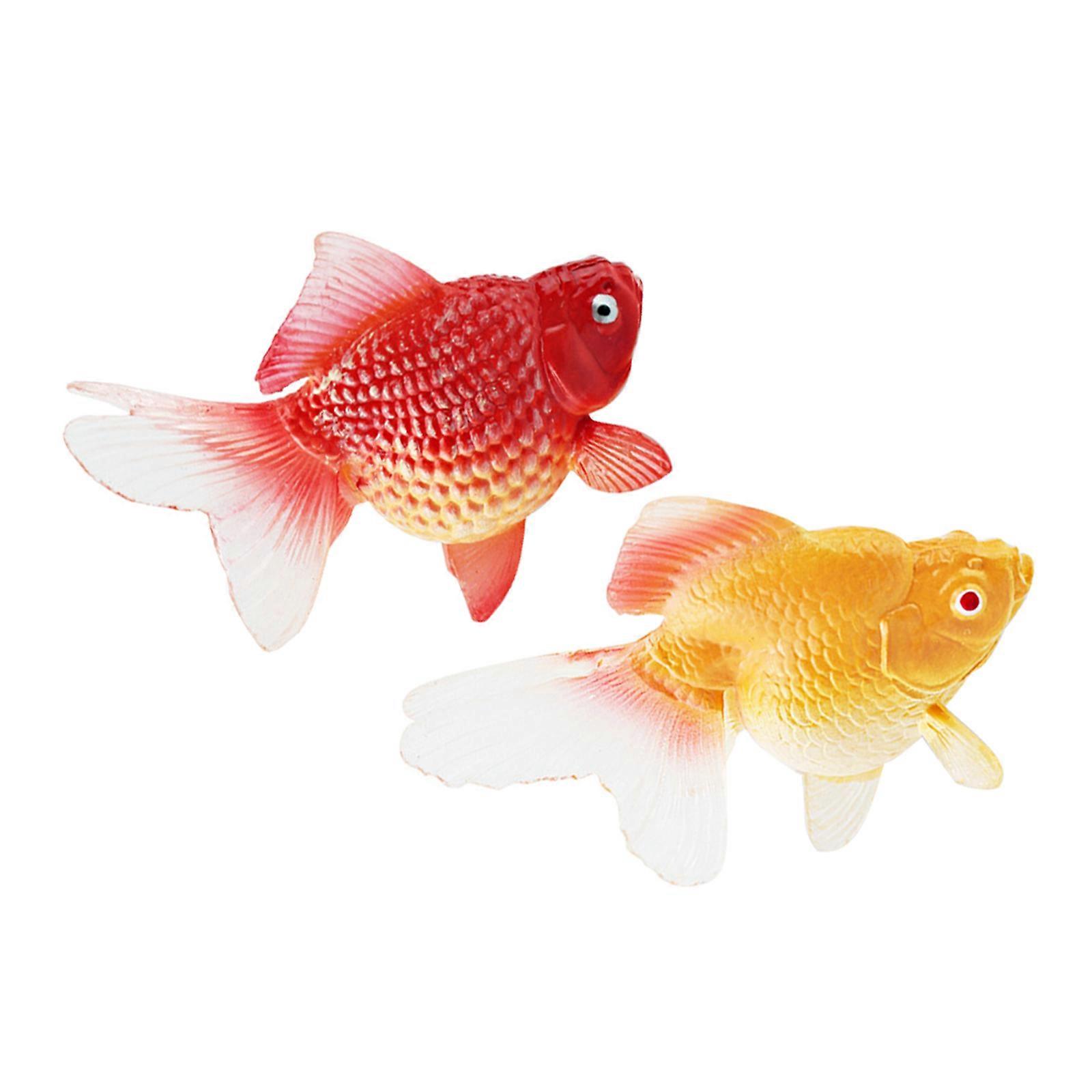 Fish Decoration Simulation with 2Pcs Goldfish Figurine Models