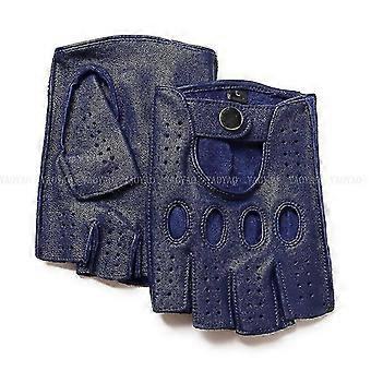 dd-Half Finger Men Leather Gloves Fashion Breathable Driving Gloves