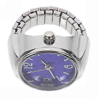 Quartz Finger Watch Fashion Ring Watch for Decoration Casual Use Blue Zinc Alloy