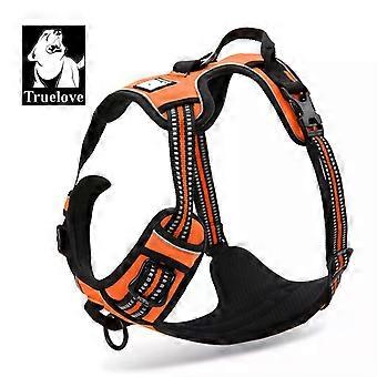 Reflective Nylon Large Pet Dog Harness All Weather - TLH5651 - ORANGE