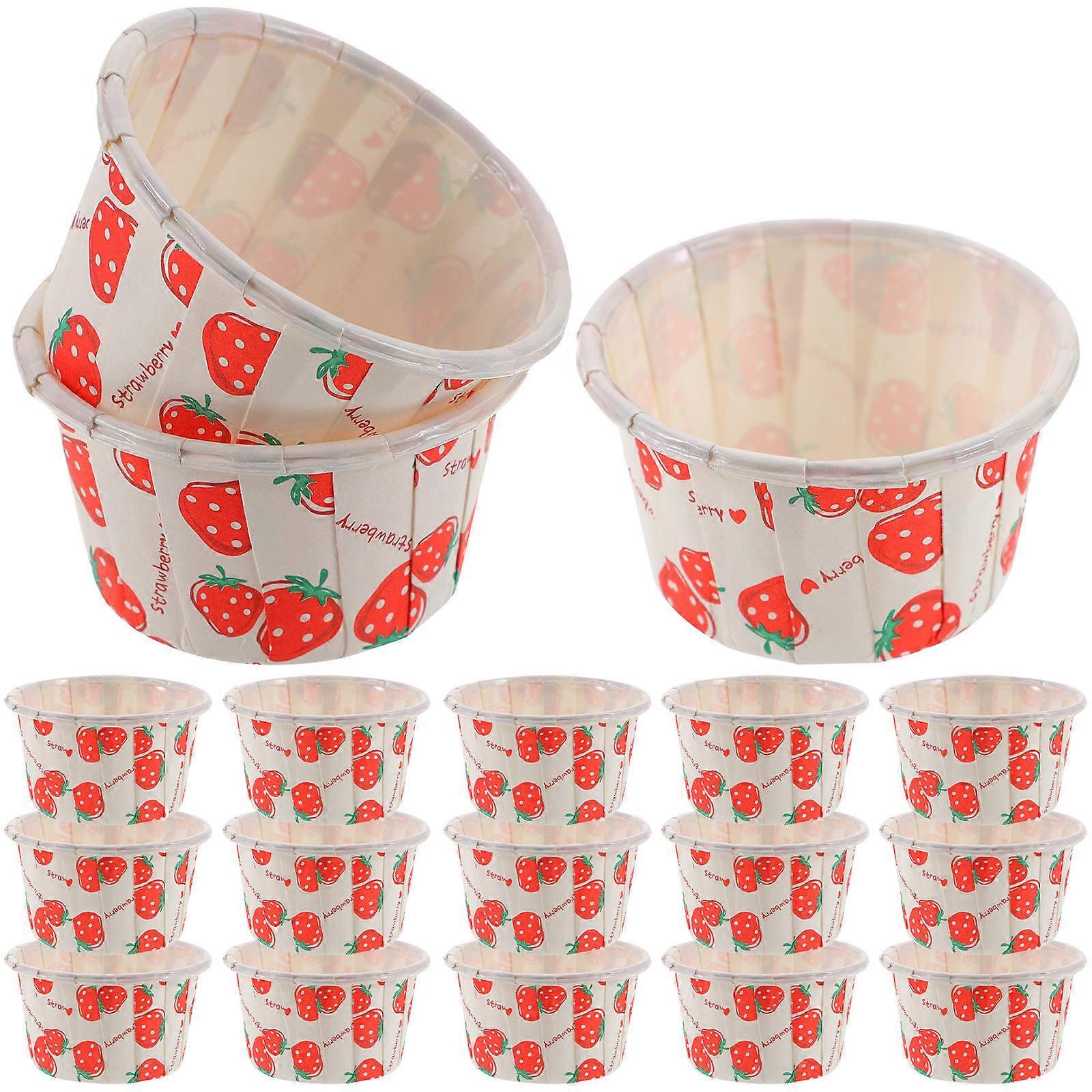 100 Pcs Cake Paper Cups Exquisite Baking Cups Strawberry Pattern Bakery Cupcake