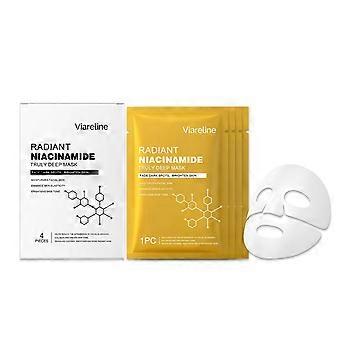 4 stuks Niacinamide gezichtsmaskers voor een stralende teint, hydraterend, verzorgend, verzachtend en voedend voor dagelijkse huidverzorging.