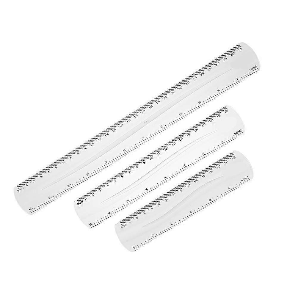 Colored Transparent Ruler And Flexible For Students 3Pcs