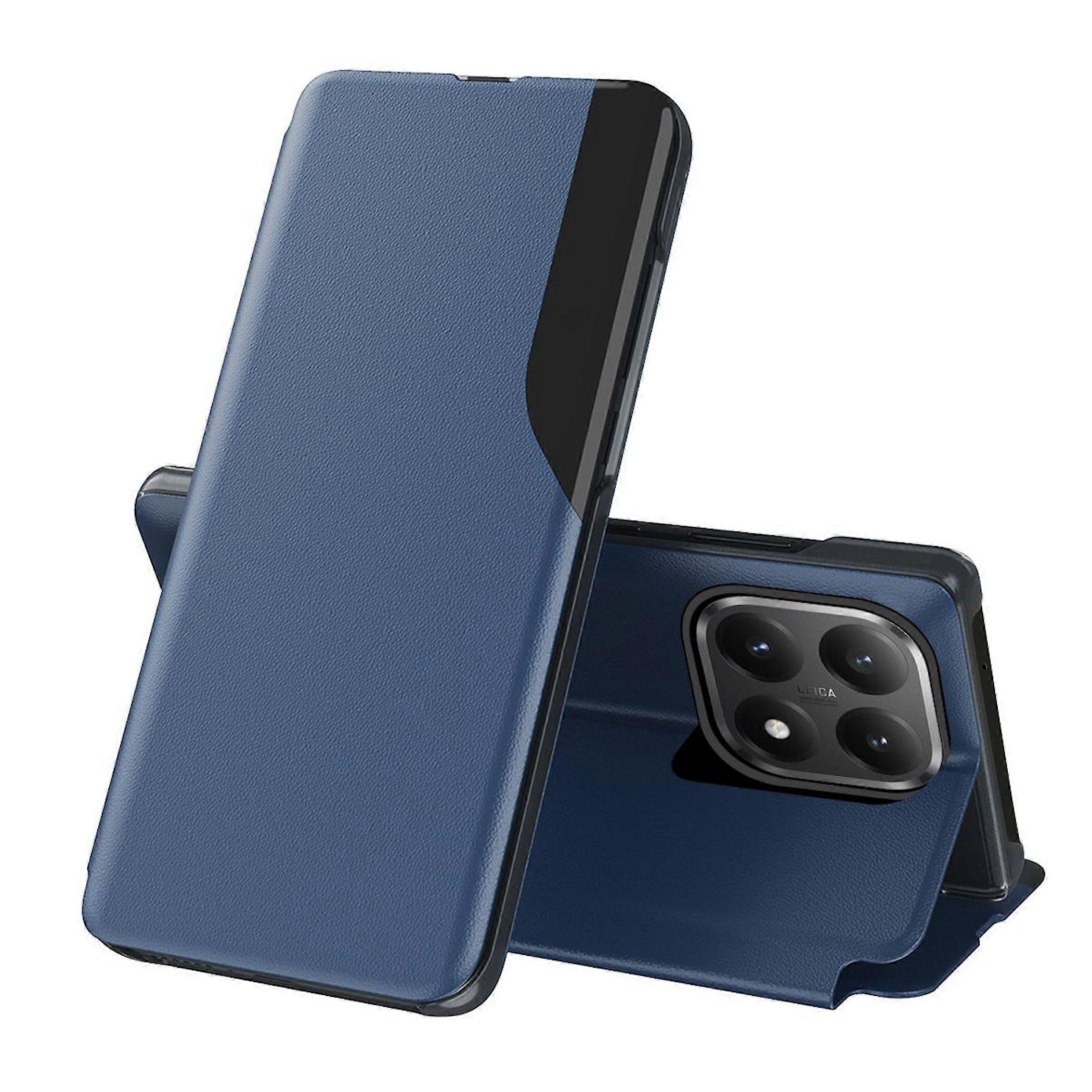 Faux leather case for Xiaomi 15T Flip with stand function and side window, blue
