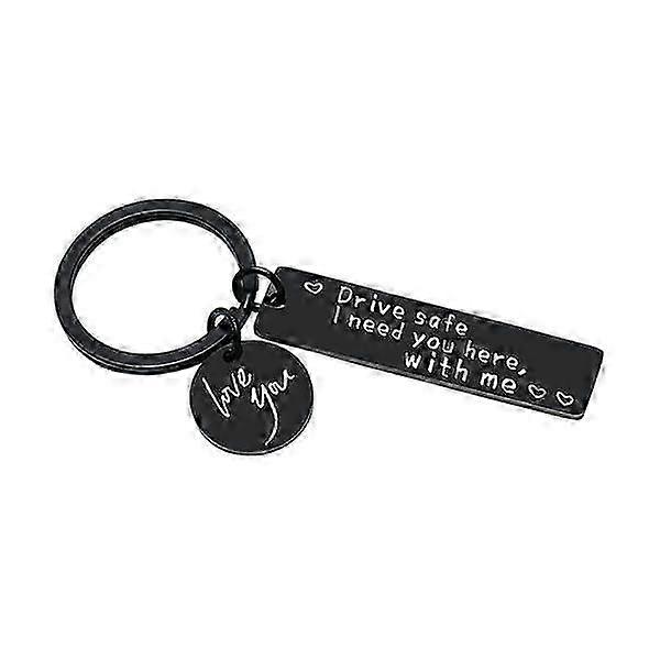 Black stainless steel keychainSafe driving