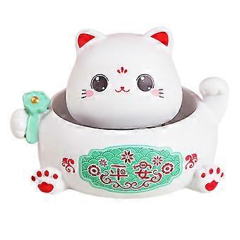 Cat Adornment Resin Desktop Decor with Head Swing Function 1Pcs