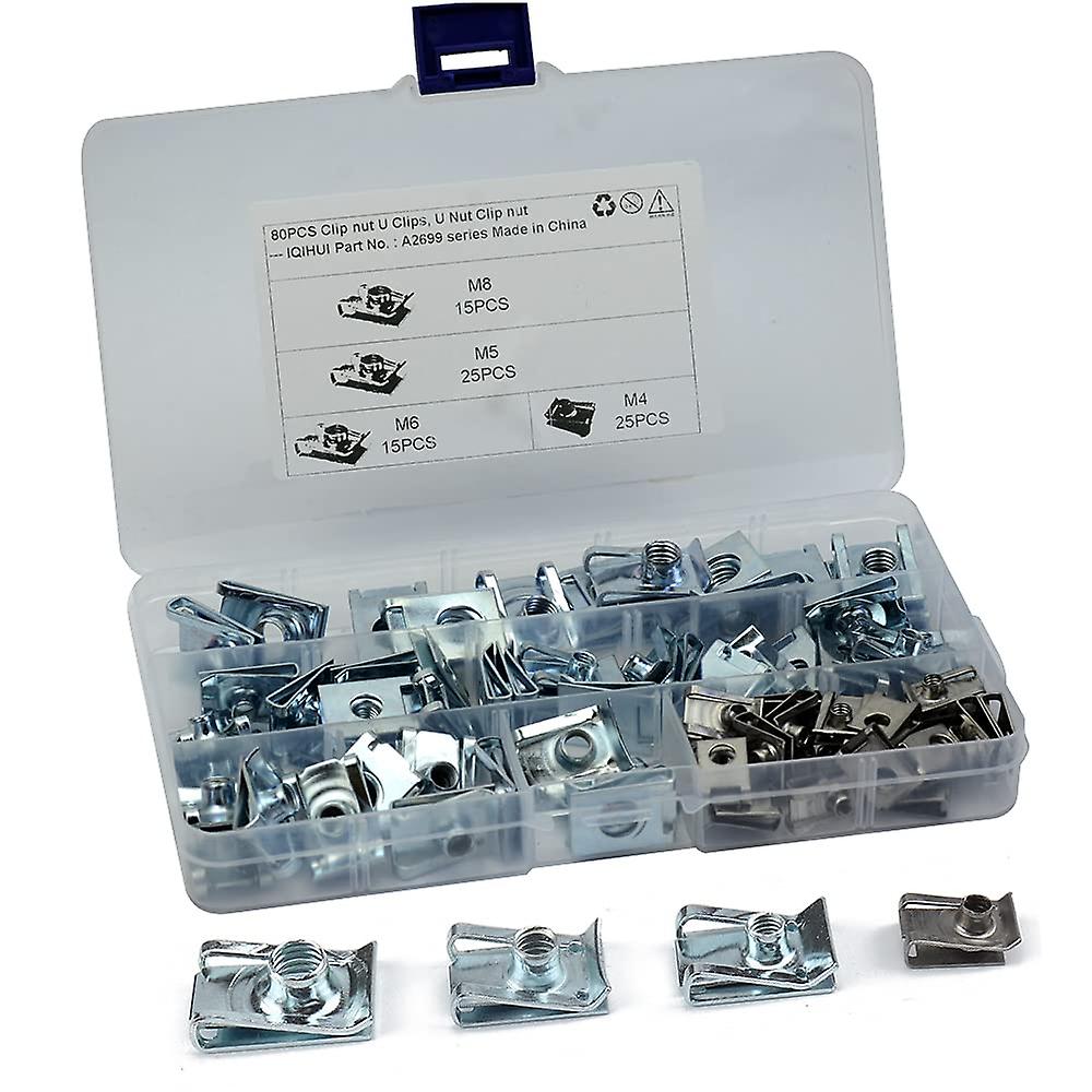 Kit De 80 Vis & Clips Voiture - Pinces U, Rondelles, Clips Plastique - Pour Pare-Boue Et Carrosserie