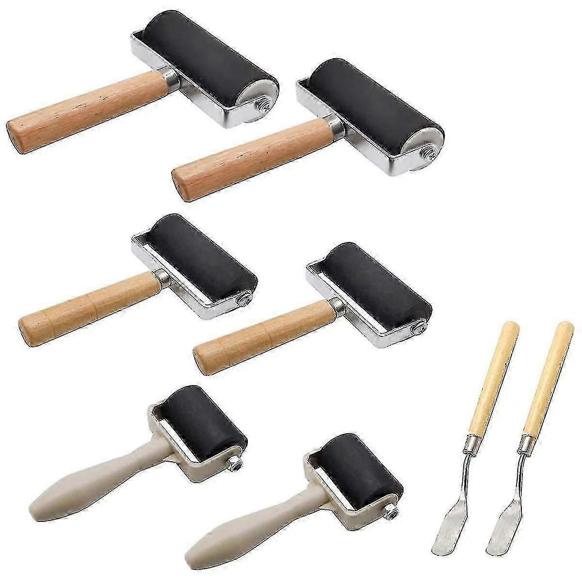 8 Pack 3 Size Brayer Rubber Rollers for Craft Printmaking Projects