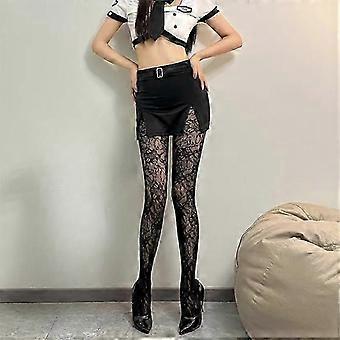 Flower Fishnet Stockings Thin Hollowed-out Lace Tights Red Black Blue Pink White Pantyhose