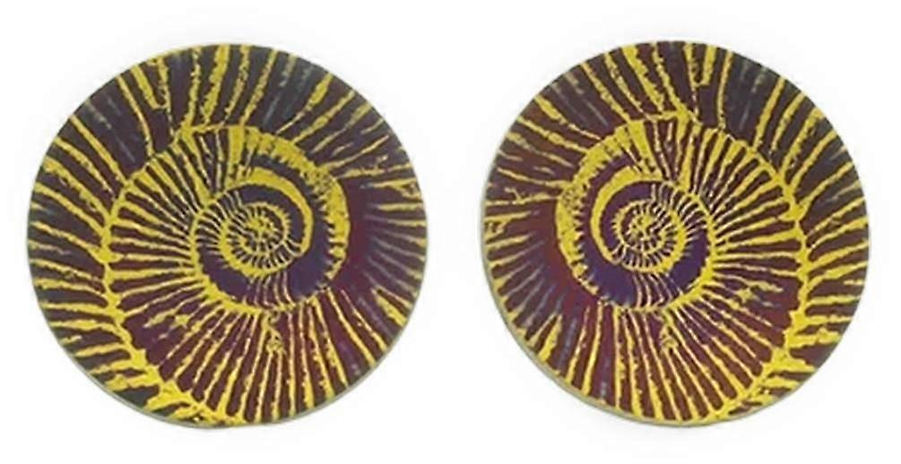 Ti2 Titanium Large Ammonite Stud Earrings - Yellow