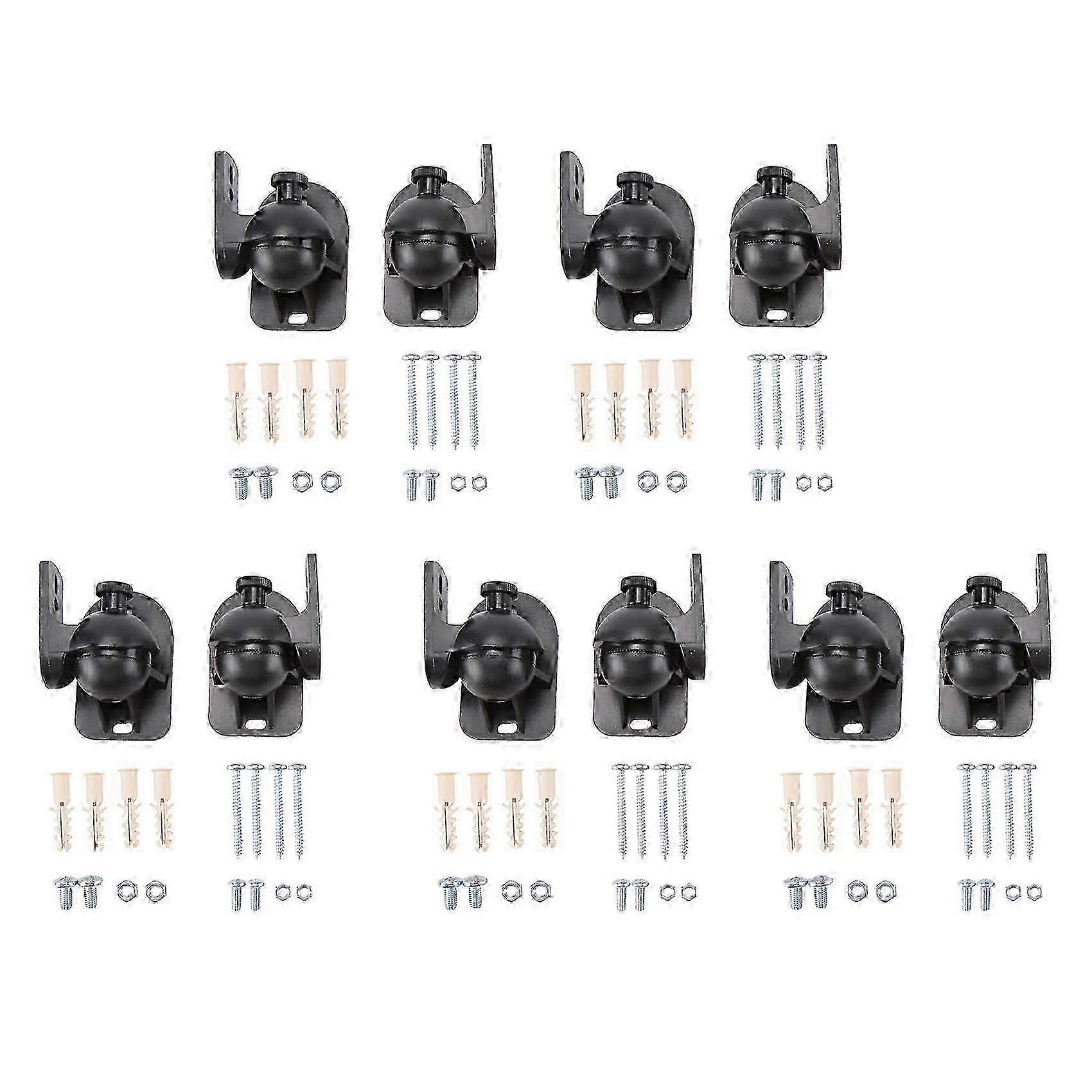 Universal Rotatable Speaker Wall Mount Stand Bracket 5 Pair Black