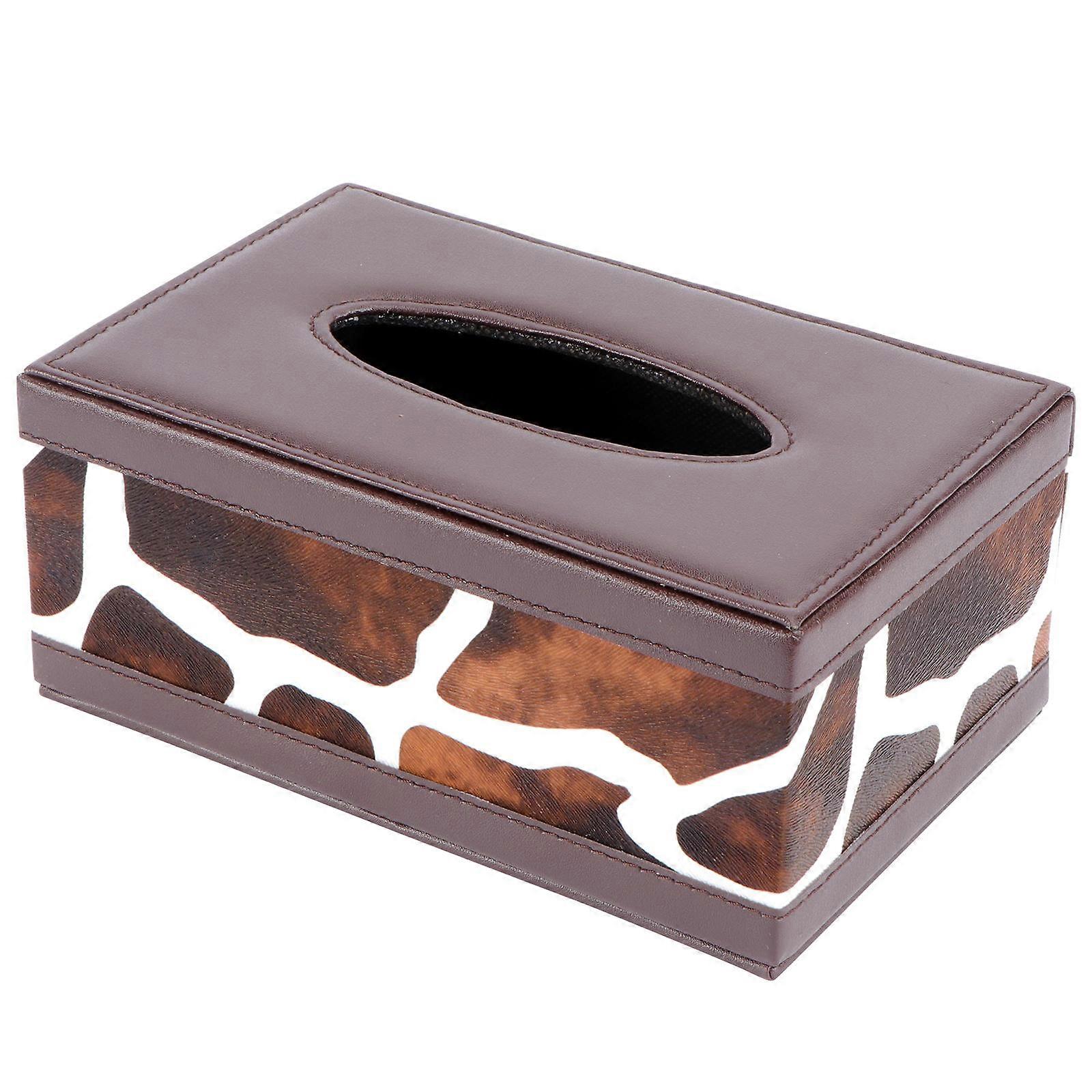 Brown PU Tissue Box for Tissue Storage 1Pcs Practical Container