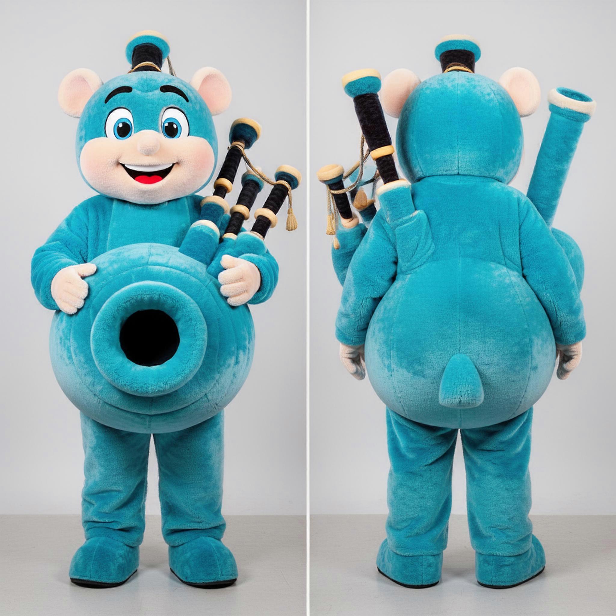 MASTICOT Cyan Plush Bagpipe Mascot
