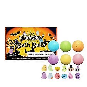 Halloween Bath Bombs for Kids Basket Stuffers, Set of 6 Organic with Surprise Toys Inside, Gentle Formula Creates Rainbow Bubbles, Perfect Birthday Gi