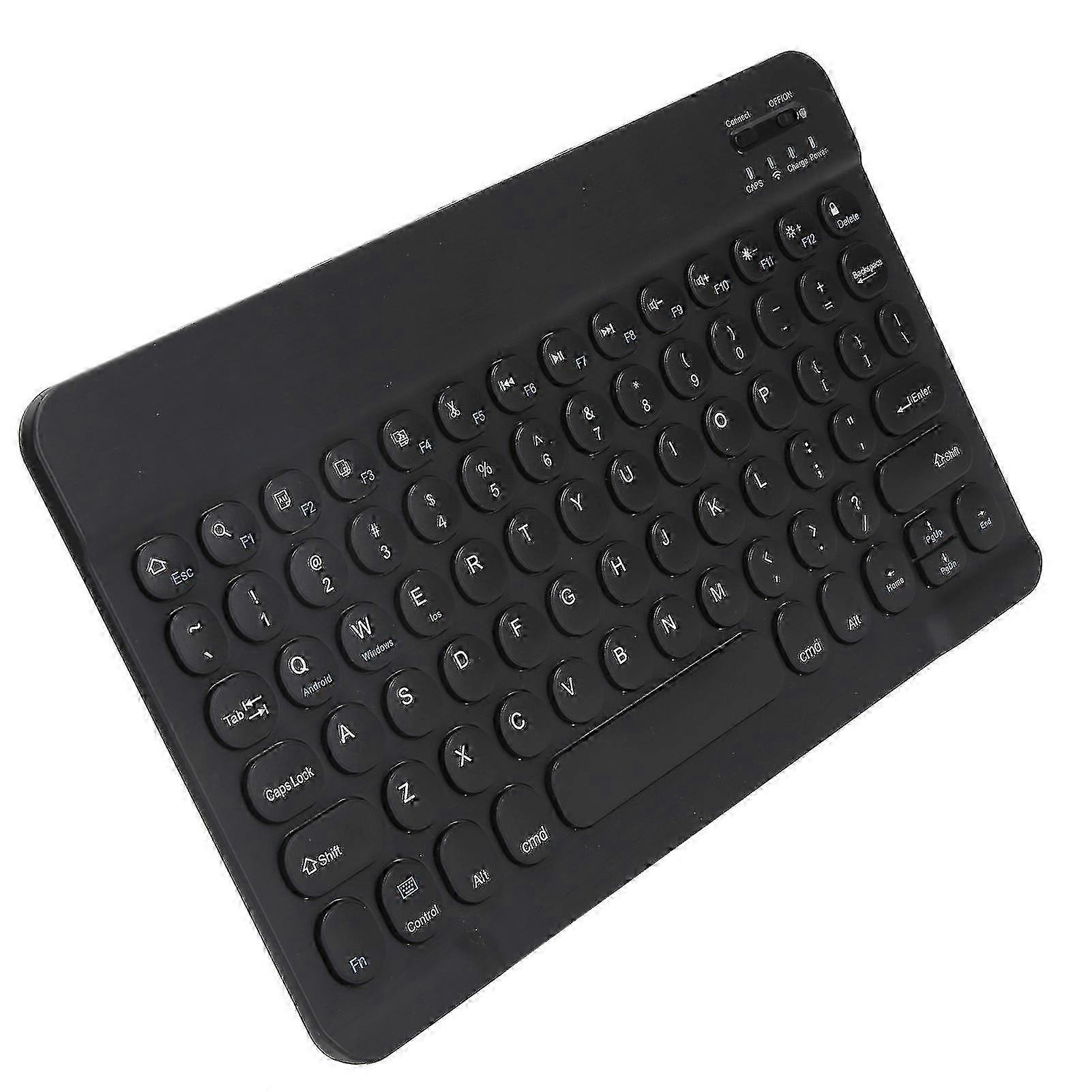 Wireless Bluetooth Keyboard Tablet Smartphone Computer Accessories Round Cap 10inBlack
