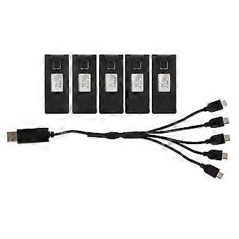 5Pcs Drone Lithium Battery 3.7V 1800mah Remote Control Aircraft Model Accessories with Charging Cable