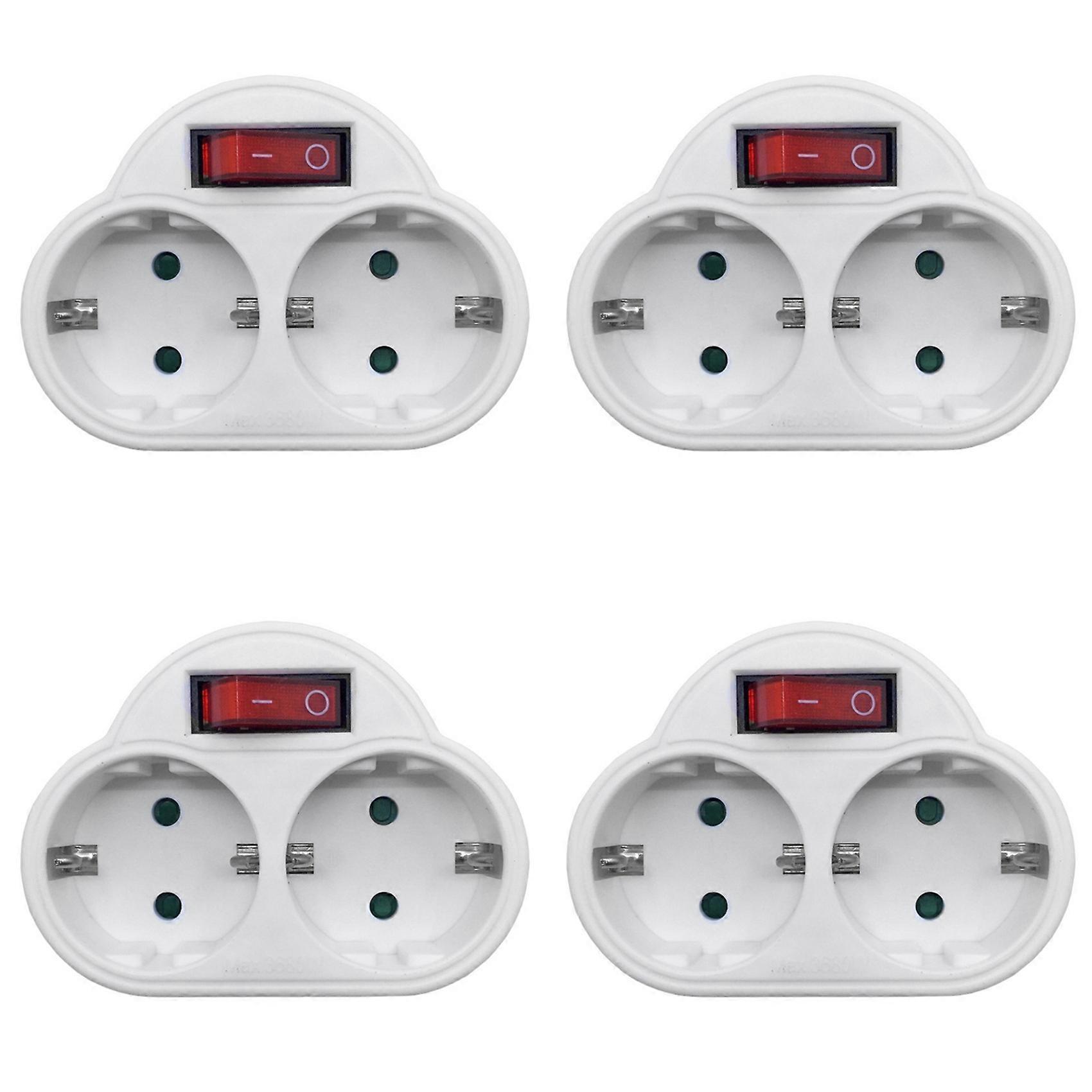 4X EU Standard Multiple Plug 250V 16A Double Socket Conversion Socket with Outlet Switch Plug Power Adapter EU Plug