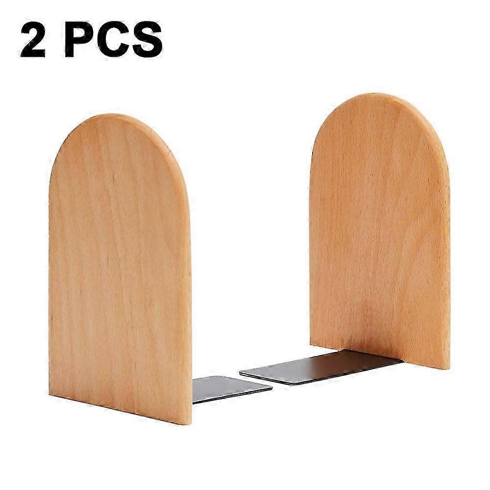 Beech Walnut Bookends With Iron Base