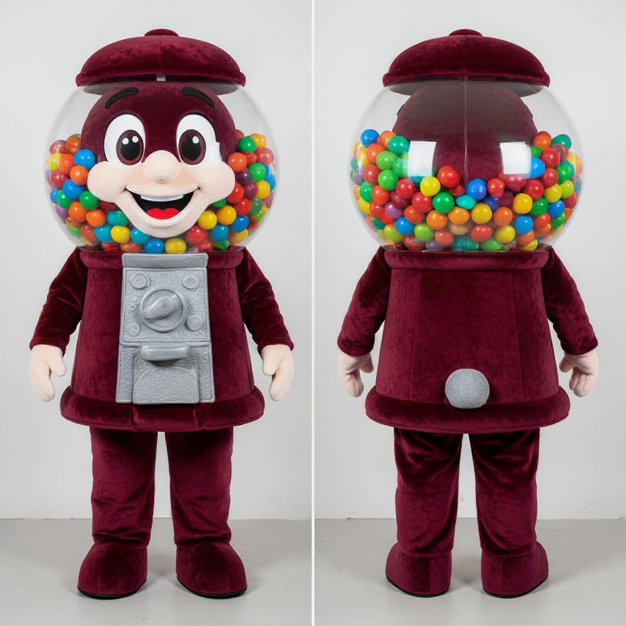 MASTICOT Maroon Rounded Gumball Machine Mascot