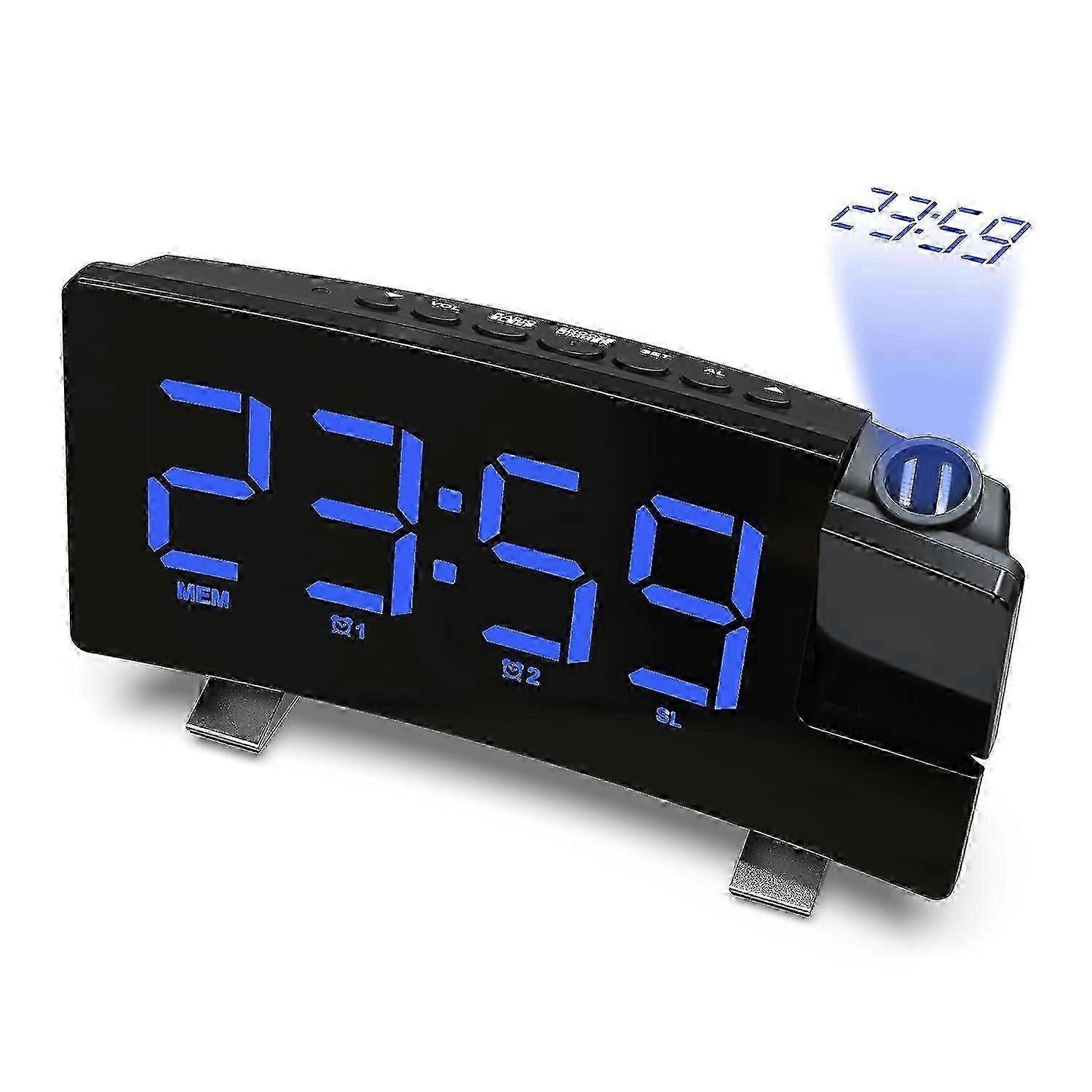 Projection Alarm Clock, Digital Clock With 180 Rotatable Projector, 3-level Brightness Dimmer